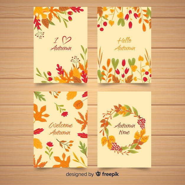 Free vector hand drawn autumn card collection