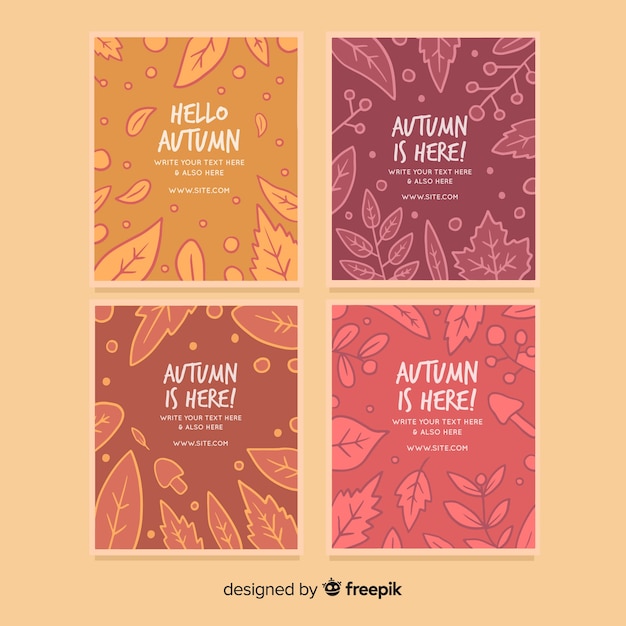 Free Vector hand drawn autumn cards collectio