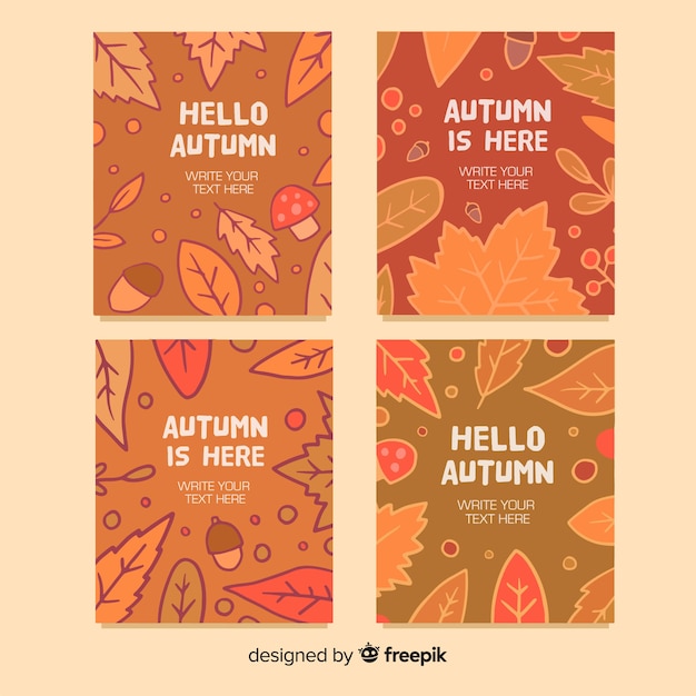 Free Vector hand drawn autumn cards collectio