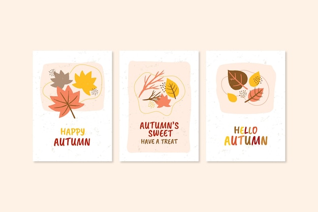 Hand drawn autumn cards collection