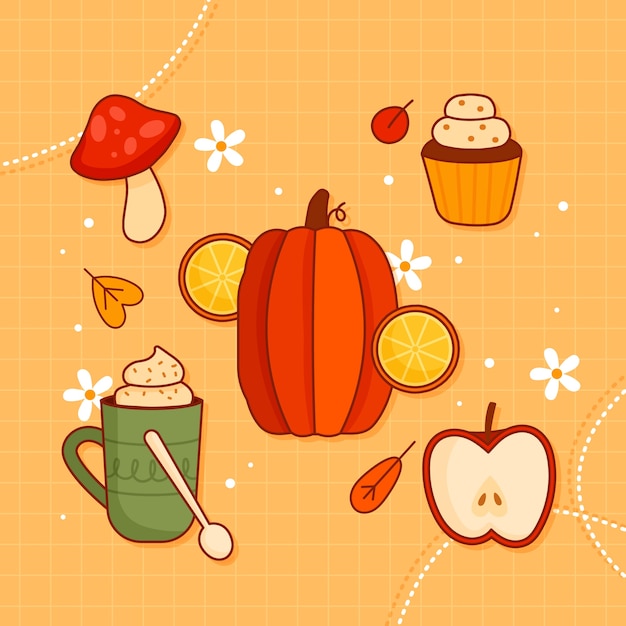 Free Vector hand drawn autumn celebration elements collection