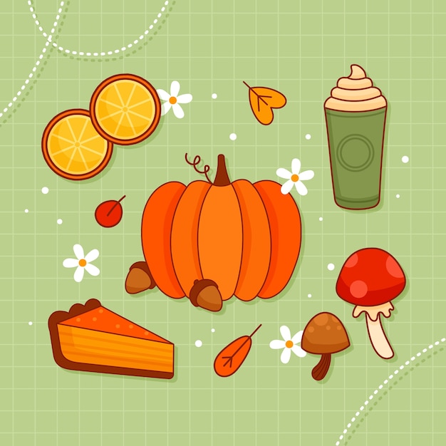 Free Vector hand drawn autumn celebration elements collection