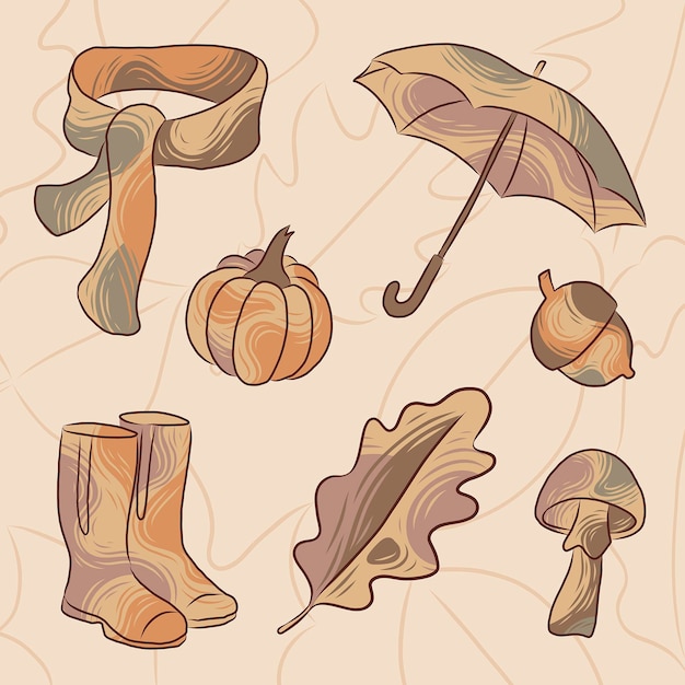 Free Vector hand drawn autumn elements collection