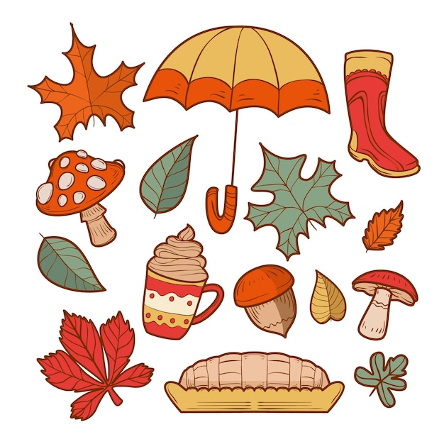 Free vector hand drawn autumn elements collection