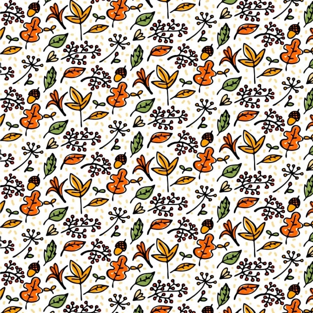 Free Vector hand drawn autumn elements pattern