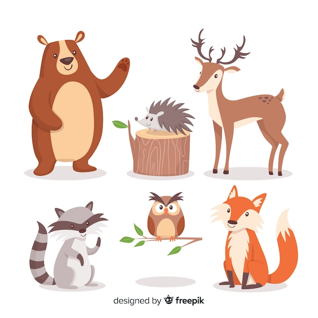 Hand drawn autumn forest animals