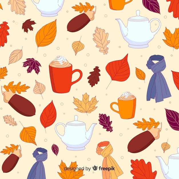 Free Vector hand drawn autumn forest leaves background