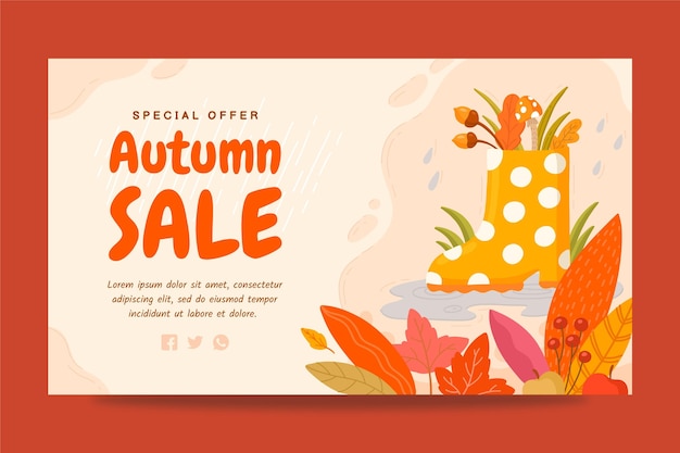 Hand drawn autumn horizontal banner template