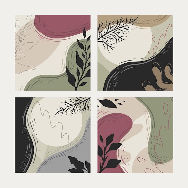 Free vector hand drawn autumn instagram posts collection