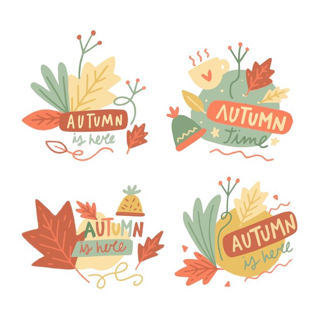 Hand drawn autumn labels collection