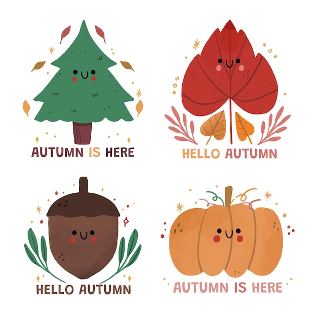 Free Vector hand drawn autumn labels collection