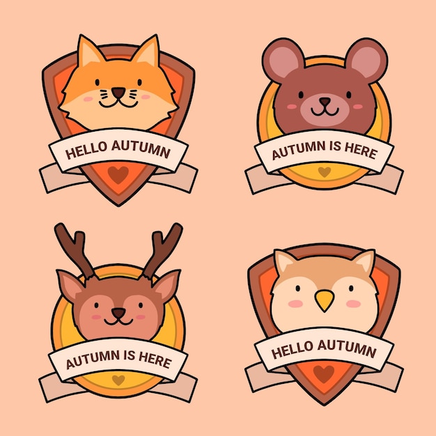 Free vector hand drawn autumn labels collection