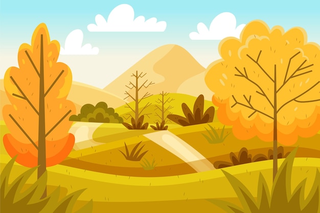 Free vector hand drawn autumn landscape