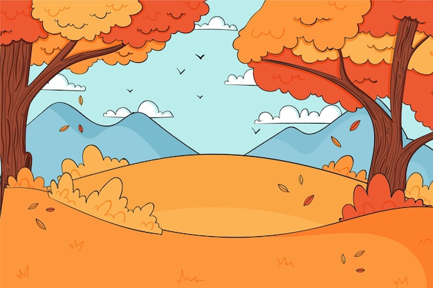 Free vector hand drawn autumn landscape