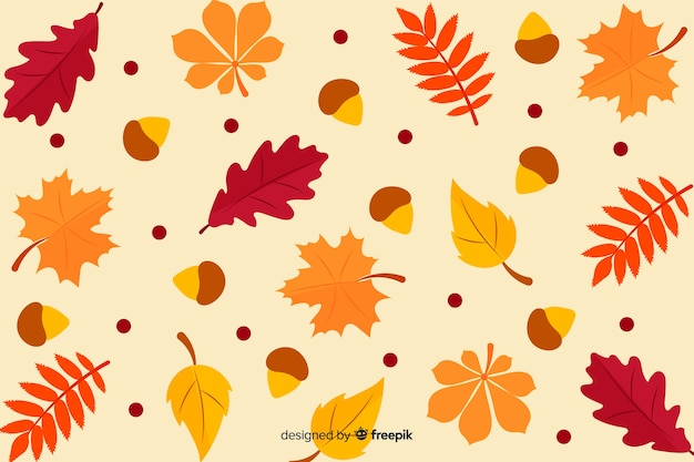 Hand drawn autumn leaves background