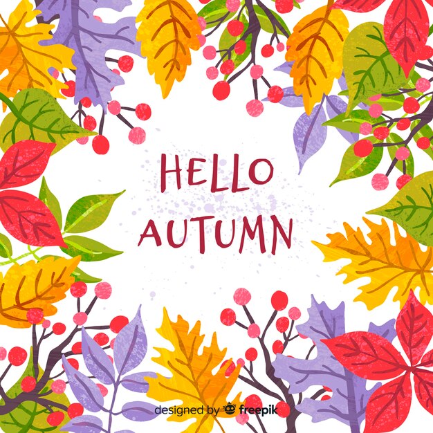 Hand drawn autumn leaves background