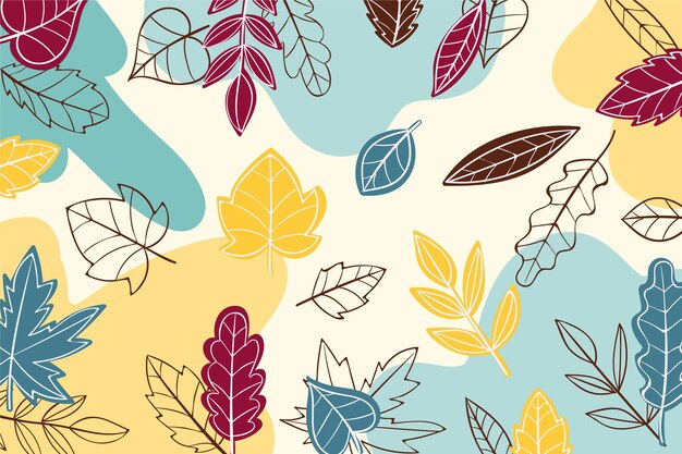 Hand drawn autumn leaves background