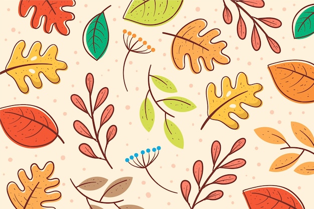 Hand drawn autumn leaves background