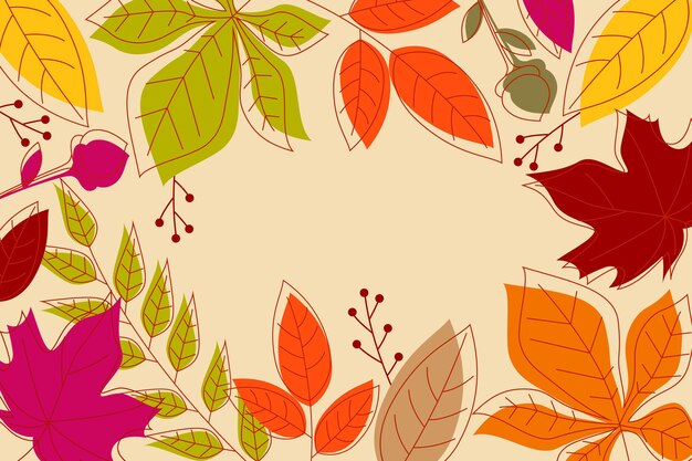 Hand drawn autumn leaves background