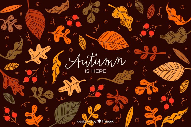 Hand drawn autumn leaves background