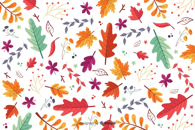 Hand drawn autumn leaves background