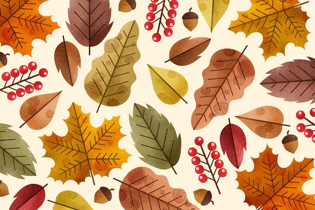 Hand drawn autumn leaves background