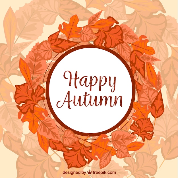 Free vector hand drawn autumn leaves wreath background