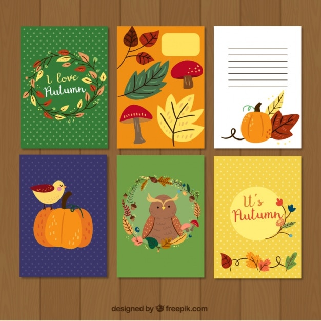 Free vector hand-drawn autumn nice cards