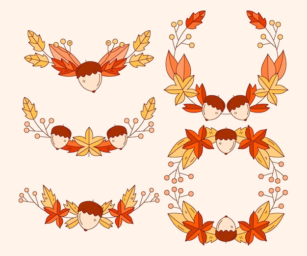 Hand drawn autumn ornaments collection