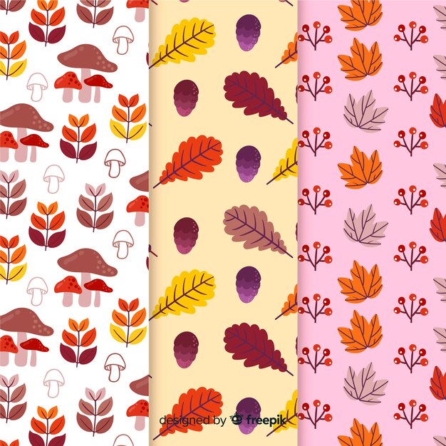 Hand drawn autumn pattern collection