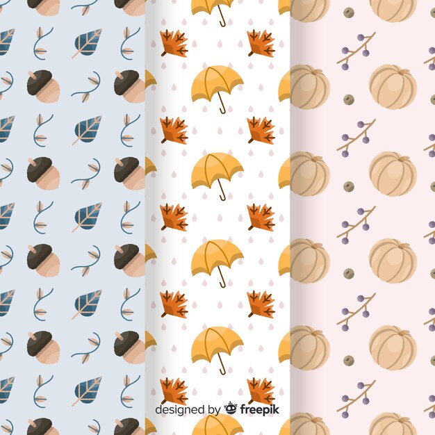 Hand drawn autumn pattern collection