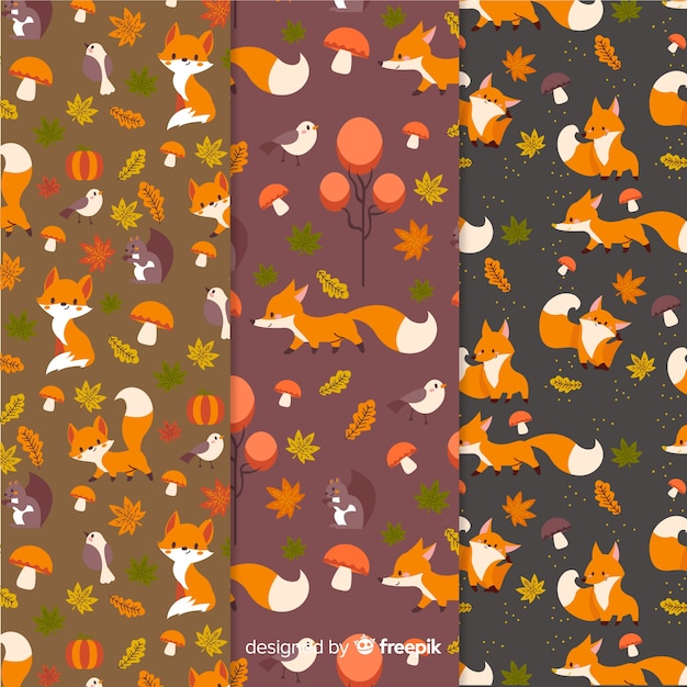 Free Vector hand drawn autumn pattern collection