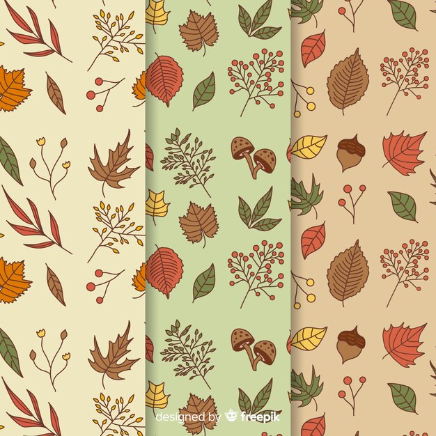 Hand drawn autumn pattern collection