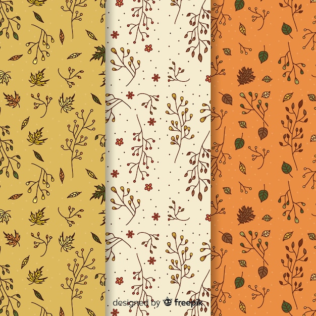 Free Vector hand drawn autumn pattern collection