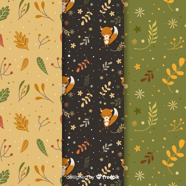 Free Vector hand drawn autumn pattern collection