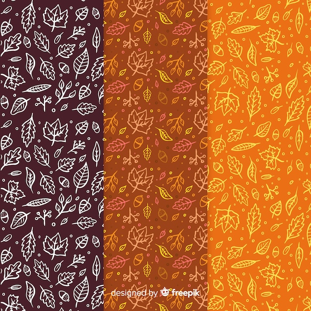 Free Vector hand drawn autumn pattern collection