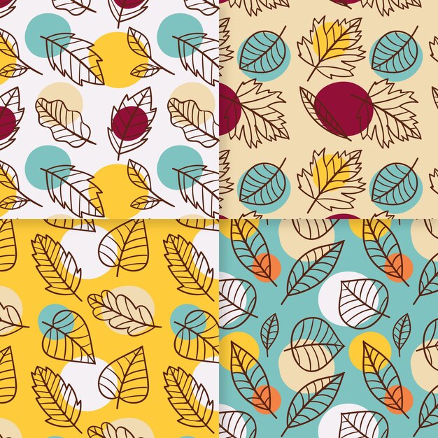 Hand drawn autumn pattern collection