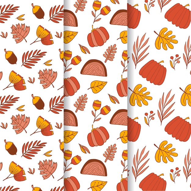 Free vector hand drawn autumn pattern collection