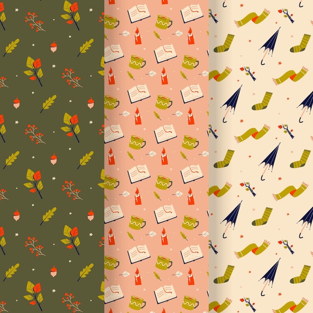 Free Vector hand drawn autumn pattern collection