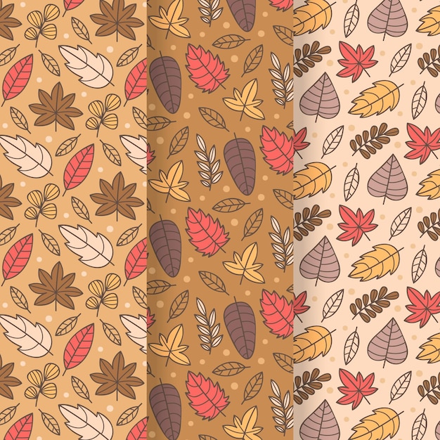 Hand drawn autumn pattern collection