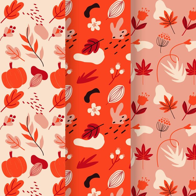 Hand drawn autumn pattern collection