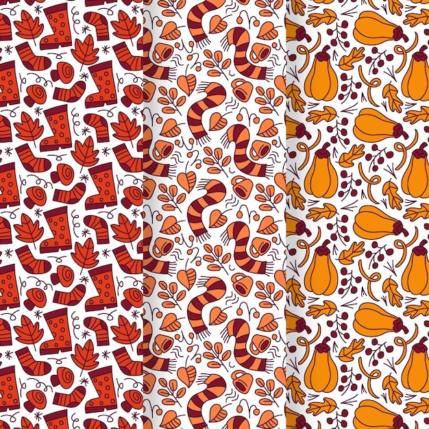 Free Vector hand drawn autumn pattern collection