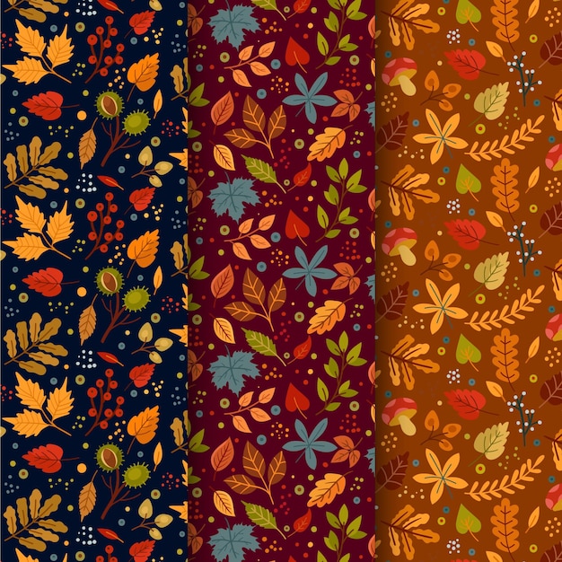 Free vector hand drawn autumn pattern collection