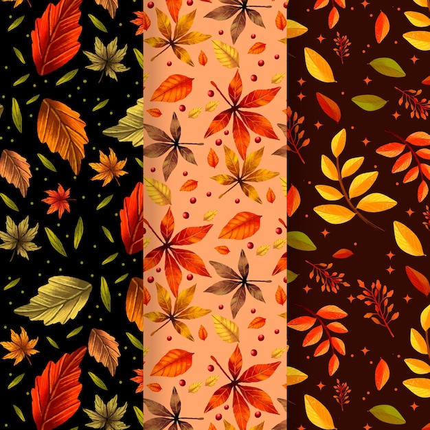 Free Vector hand drawn autumn pattern collection