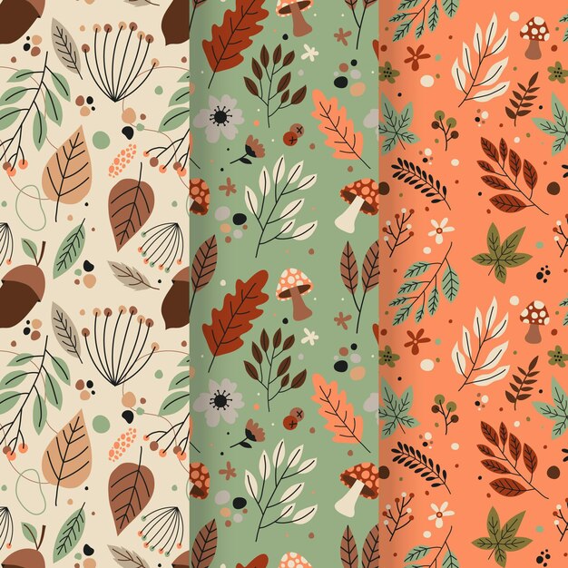 Hand drawn autumn patterns collection