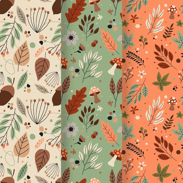 Hand drawn autumn patterns collection