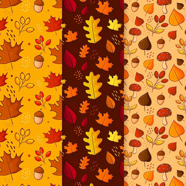 Hand drawn autumn patterns collection