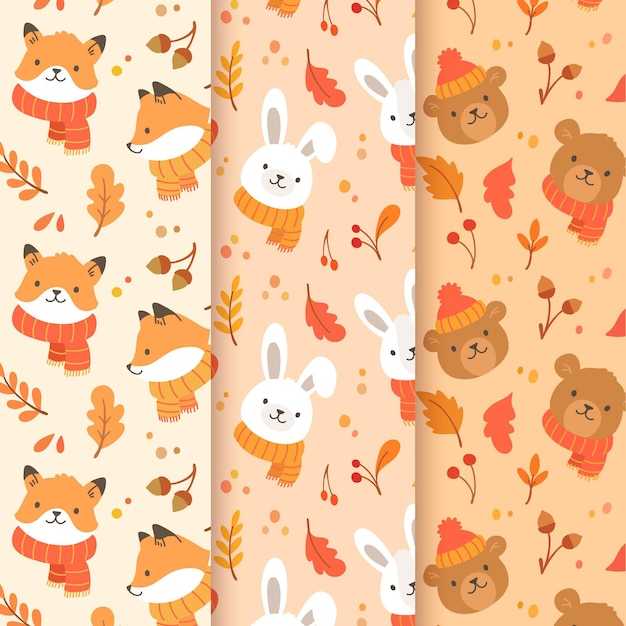 Hand drawn autumn patterns collection