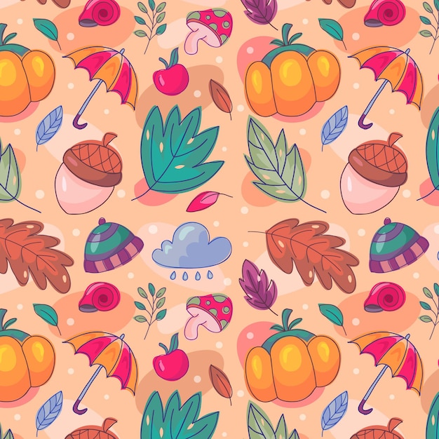 Free Vector hand drawn autumn patterns collection