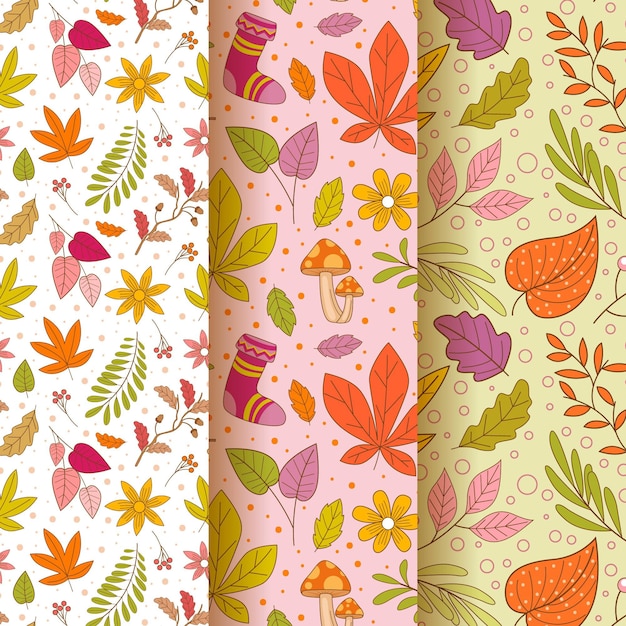 Hand drawn autumn patterns collection